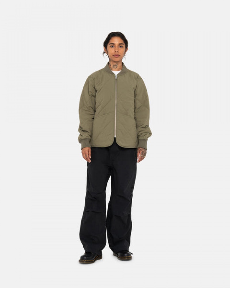 Olive Stussy 8 Ball Quilted Liner Jacket Women's Jackets Jakarta | Indonesia CCH-8225