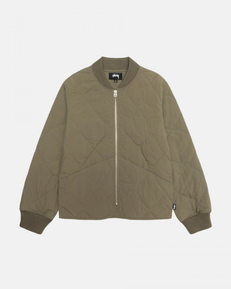 Olive Stussy 8 Ball Quilted Liner Jacket Women's Jackets Jakarta | Indonesia CCH-8225