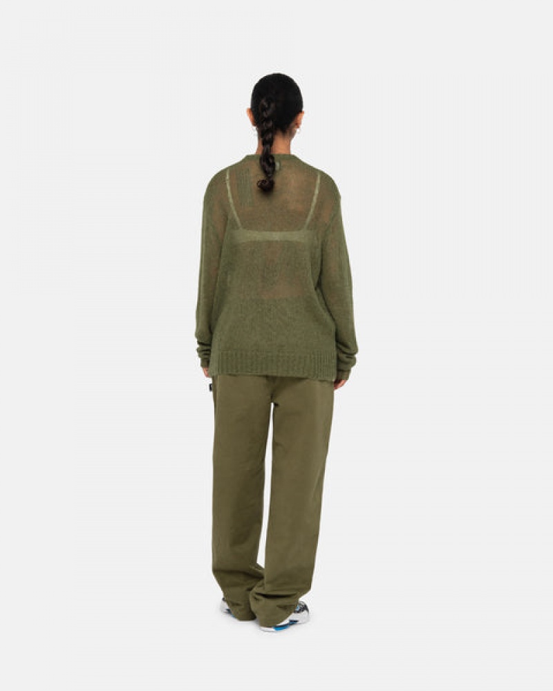 Olive Stussy Beach Pant Brushed Cotton Women's Pants Jakarta | Indonesia UCU-9722