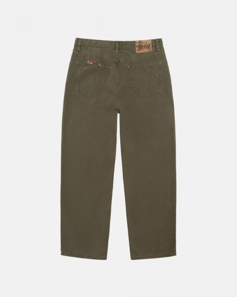 Olive Stussy Big Ol' Jean Washed Canvas Men's Denim Jakarta | Indonesia TOV-9036