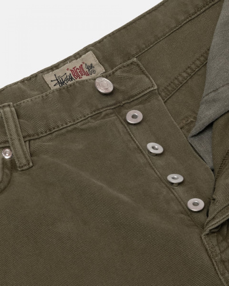 Olive Stussy Big Ol' Jean Washed Canvas Men's Denim Jakarta | Indonesia TOV-9036