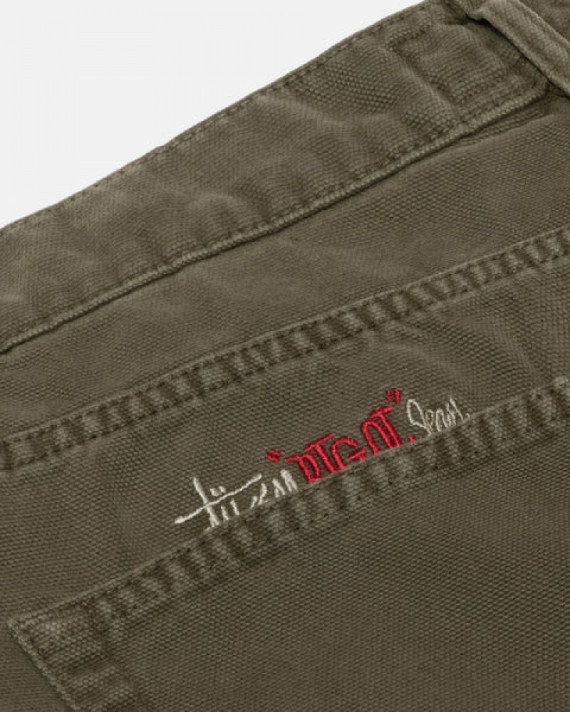 Olive Stussy Big Ol' Jean Washed Canvas Men's Denim Jakarta | Indonesia TOV-9036