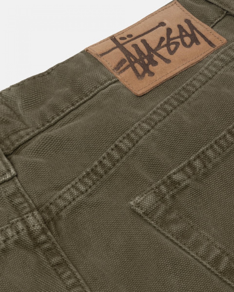 Olive Stussy Big Ol' Jean Washed Canvas Men's Denim Jakarta | Indonesia TOV-9036