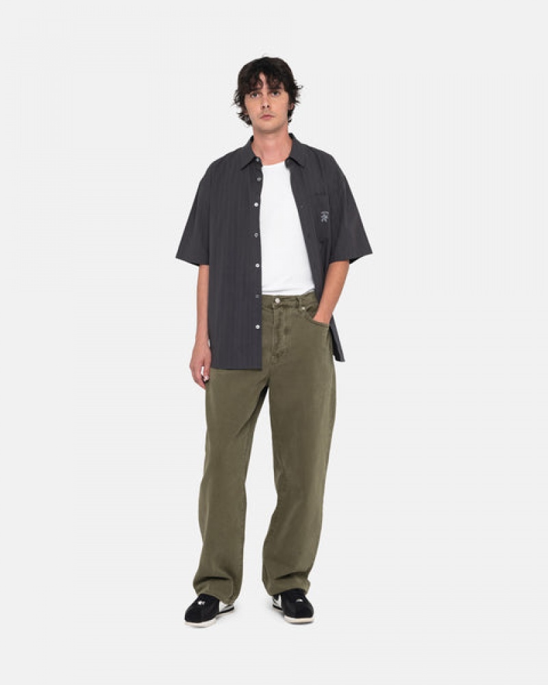 Olive Stussy Big Ol' Jean Washed Canvas Men's Denim Jakarta | Indonesia TOV-9036