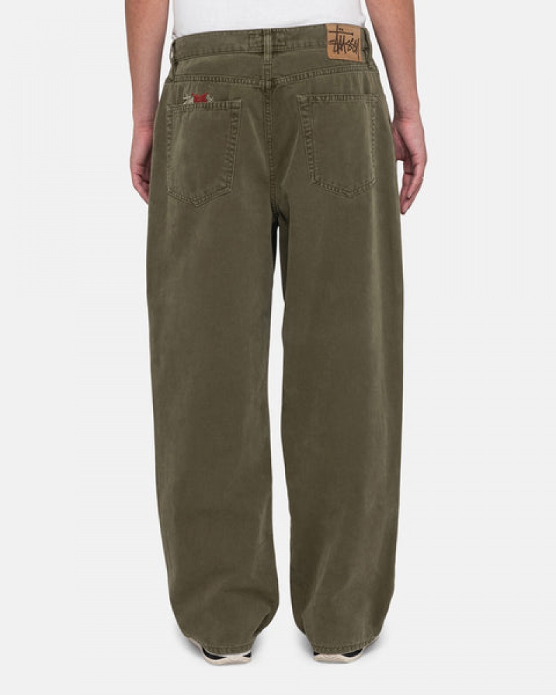 Olive Stussy Big Ol' Jean Washed Canvas Men's Denim Jakarta | Indonesia TOV-9036