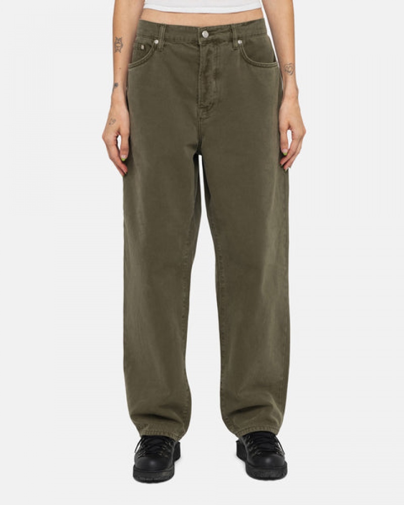 Olive Stussy Big Ol' Jean Washed Canvas Men's Pants Jakarta | Indonesia YLD-9429