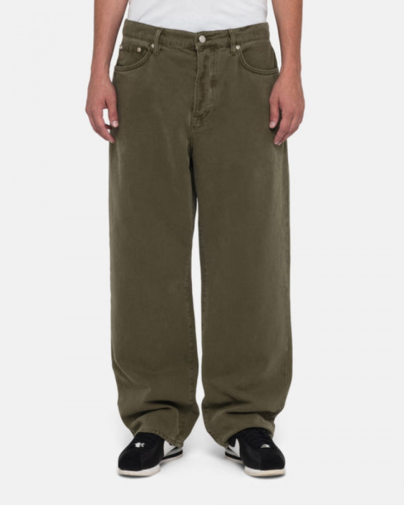 Olive Stussy Big Ol' Jean Washed Canvas Men's Pants Jakarta | Indonesia YLD-9429