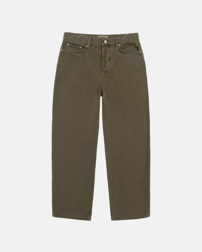 Olive Stussy Big Ol\' Jean Washed Canvas Men\'s Pants Jakarta | Indonesia YLD-9429