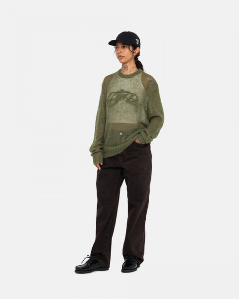 Olive Stussy Loose Knit Sweater Women's Sweaters Jakarta | Indonesia HVV-1915