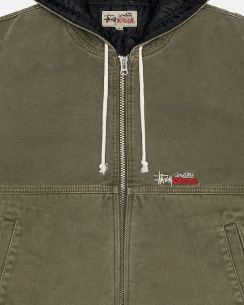 Olive Stussy Work Jacket Insulated Canvas Women's Jackets Jakarta | Indonesia PGD-5564