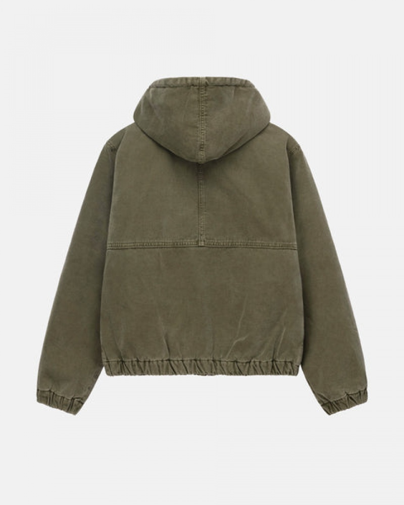 Olive Stussy Work Jacket Insulated Canvas Men's Jackets Jakarta | Indonesia KLH-6302