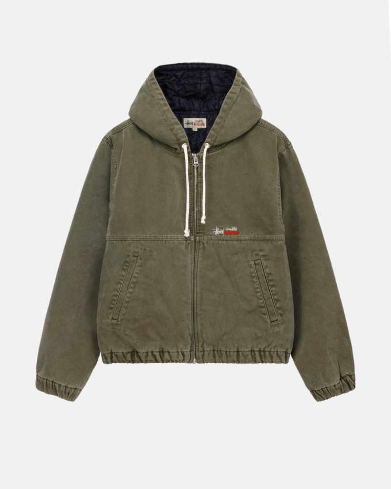 Olive Stussy Work Jacket Insulated Canvas Men\'s Jackets Jakarta | Indonesia KLH-6302