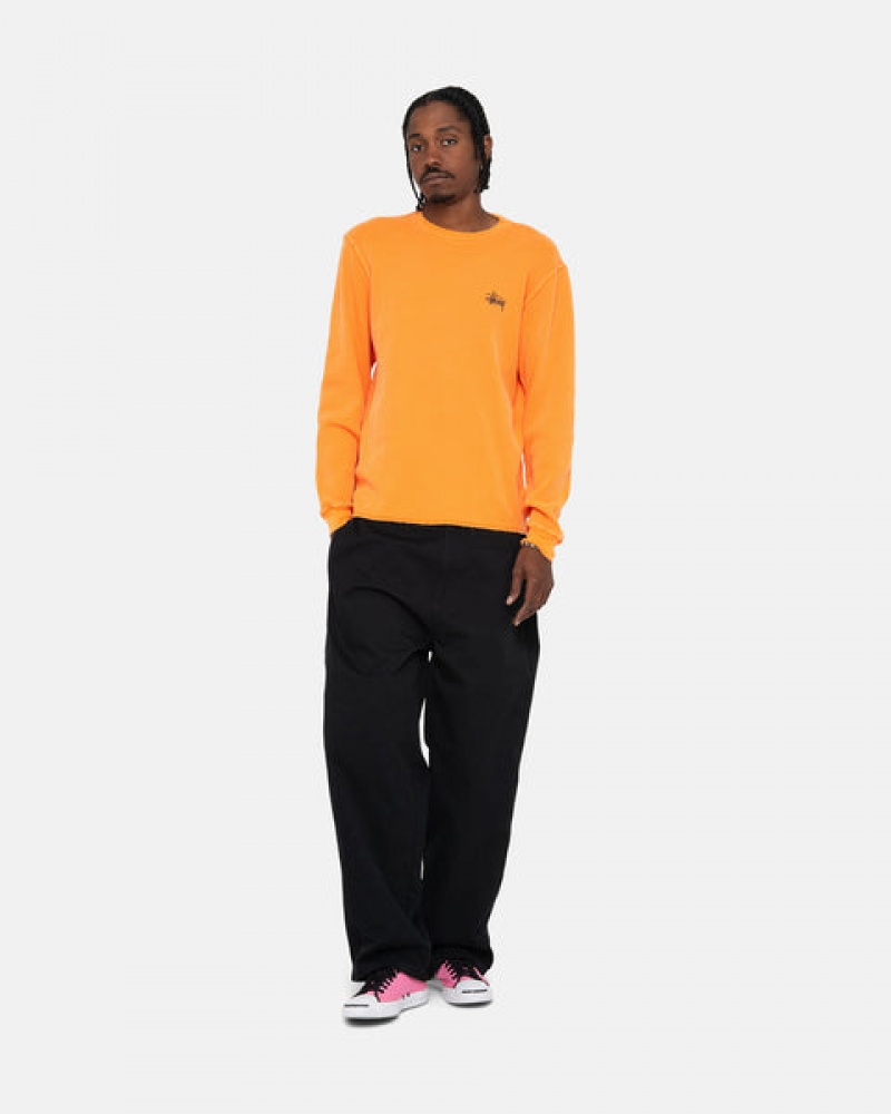 Orange Stussy Basic Stock Ls Thermal Men's Tops Jakarta | Indonesia MHI-2135