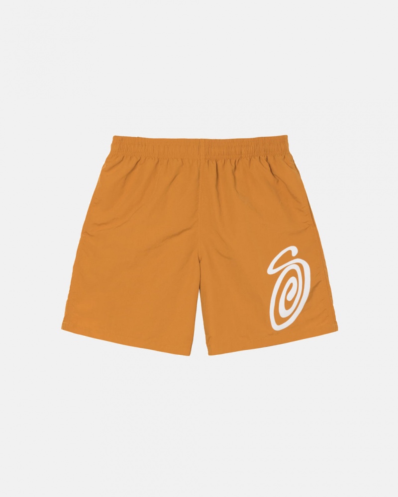 Orange Stussy Curly S Water Short Men\'s Swimwear Jakarta | Indonesia PEK-4833