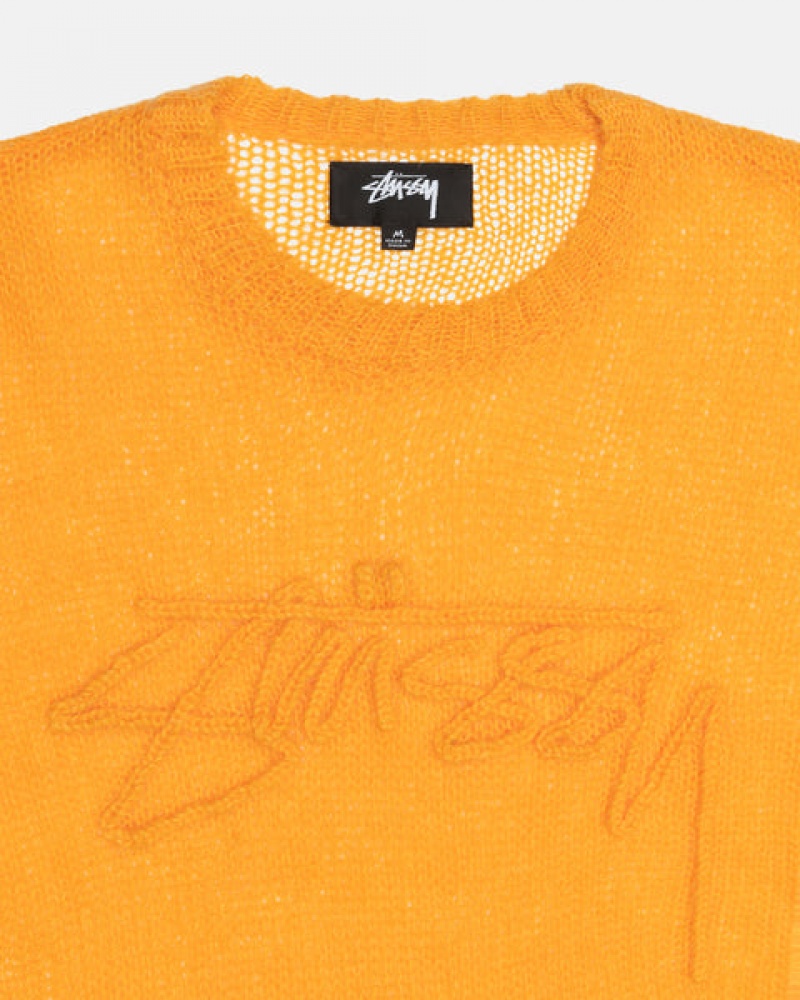 Orange Stussy Loose Knit Sweater Men's Sweaters Jakarta | Indonesia KPL-7553