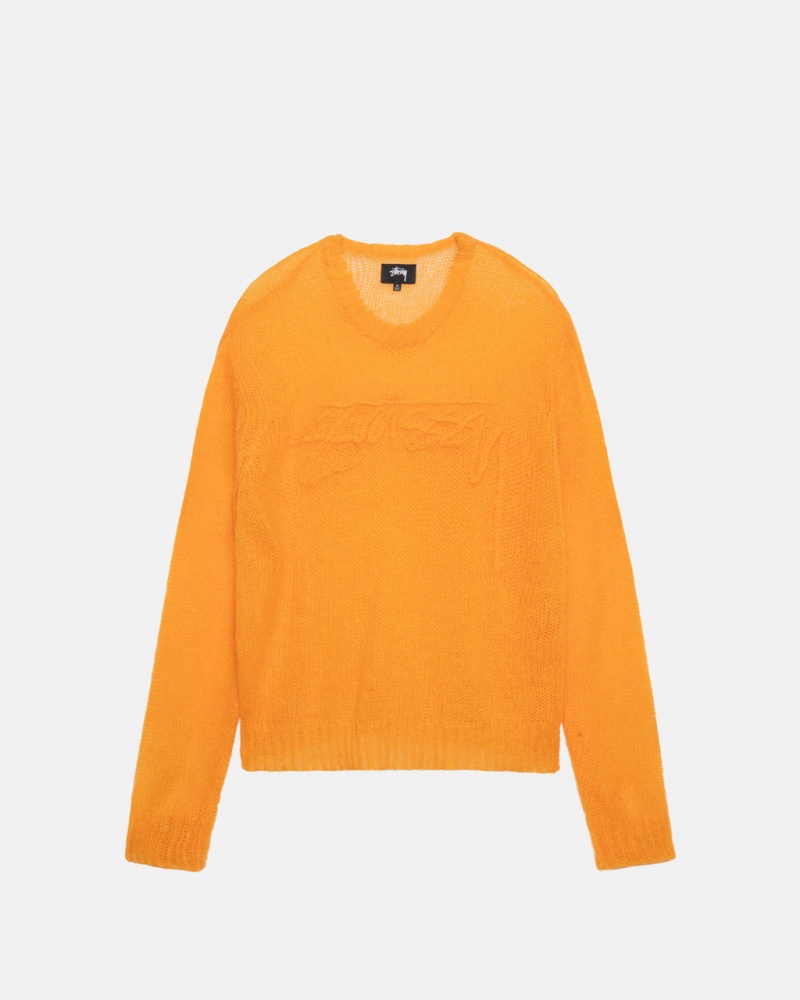 Orange Stussy Loose Knit Sweater Men\'s Sweaters Jakarta | Indonesia KPL-7553