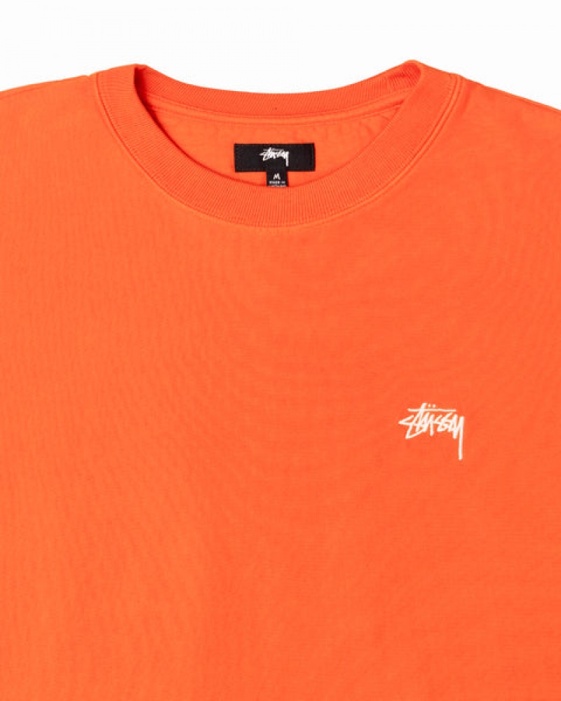 Orange Stussy Overdyed Stock Logo Crew Women's Sweatshirts Jakarta | Indonesia GPZ-9055