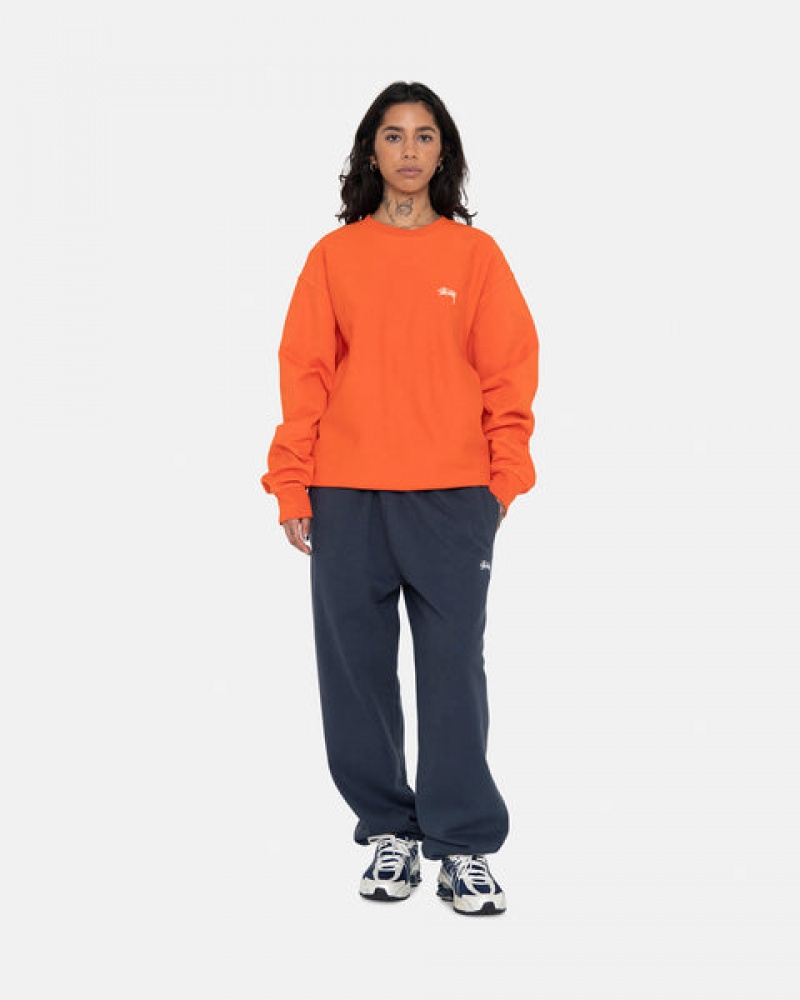 Orange Stussy Overdyed Stock Logo Crew Women's Sweatshirts Jakarta | Indonesia GPZ-9055