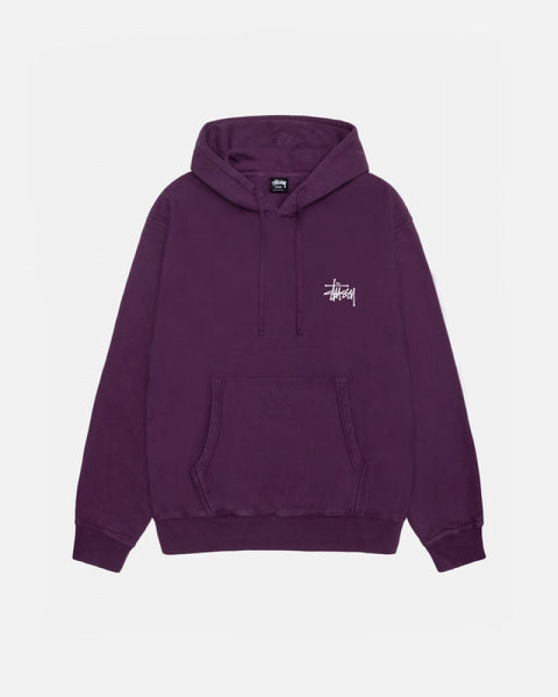 Purple Stussy Basic Stussy Hoodie Pigment Dyed Men's Hoodie Jakarta | Indonesia TJT-1844