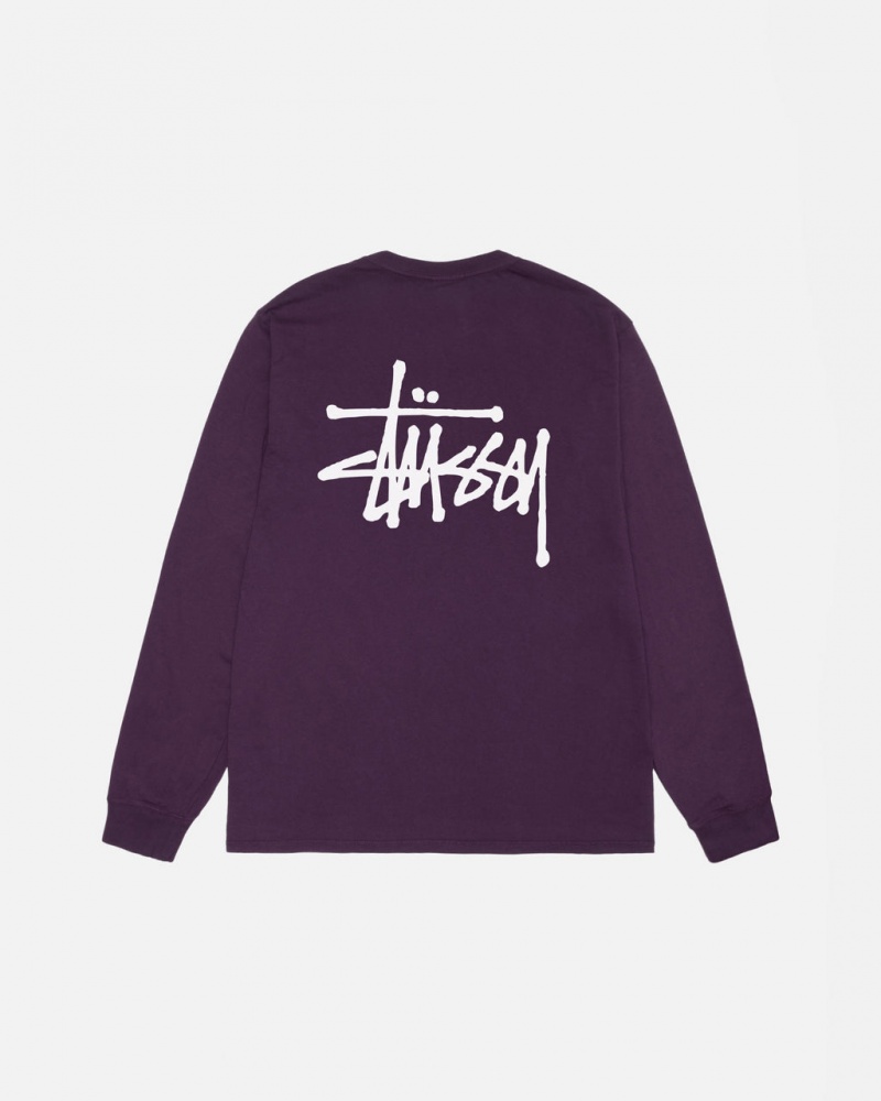 Purple Stussy Basic Stussy LS Tee Pigment Dyed Women\'s Tees Jakarta | Indonesia BZO-7580