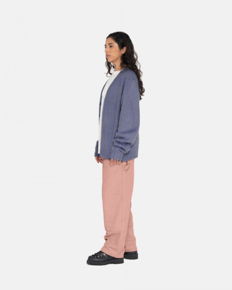 Purple Stussy Brushed Cardigan Women's Sweaters Jakarta | Indonesia RWE-1208