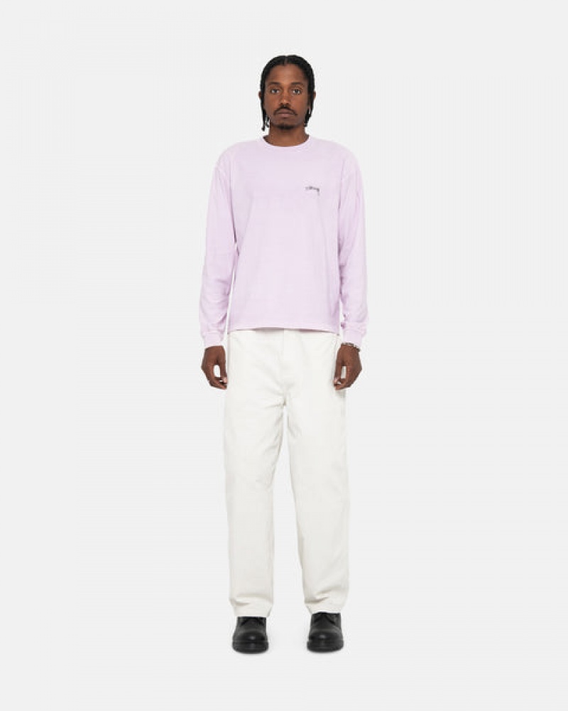 Purple Stussy Lazy Ls Tee Men's Tees Jakarta | Indonesia OVR-0827