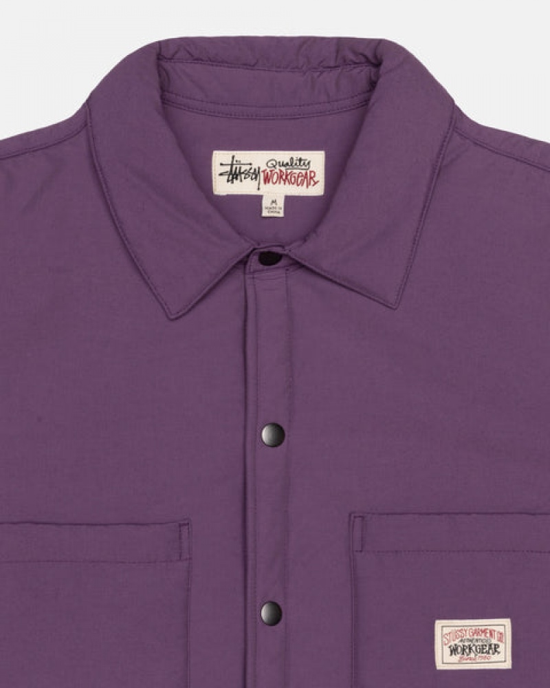 Purple Stussy Padded Tech Over Shirt Men's Shirt Jackets Jakarta | Indonesia GSR-7371