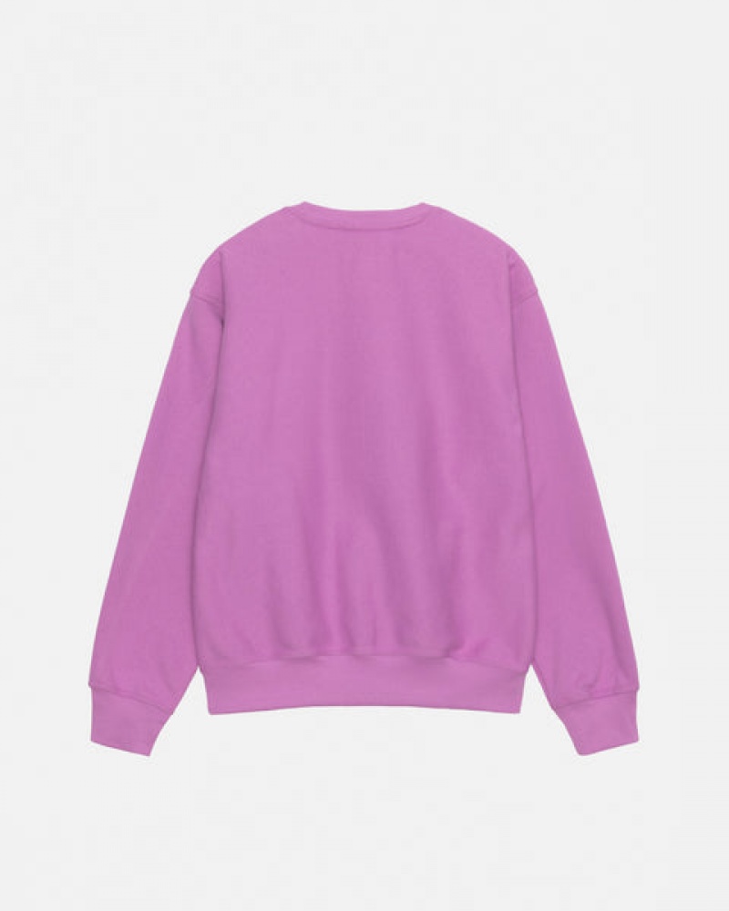 Purple Stussy Stock Logo Crew Women's Sweatshirts Jakarta | Indonesia RNV-6632