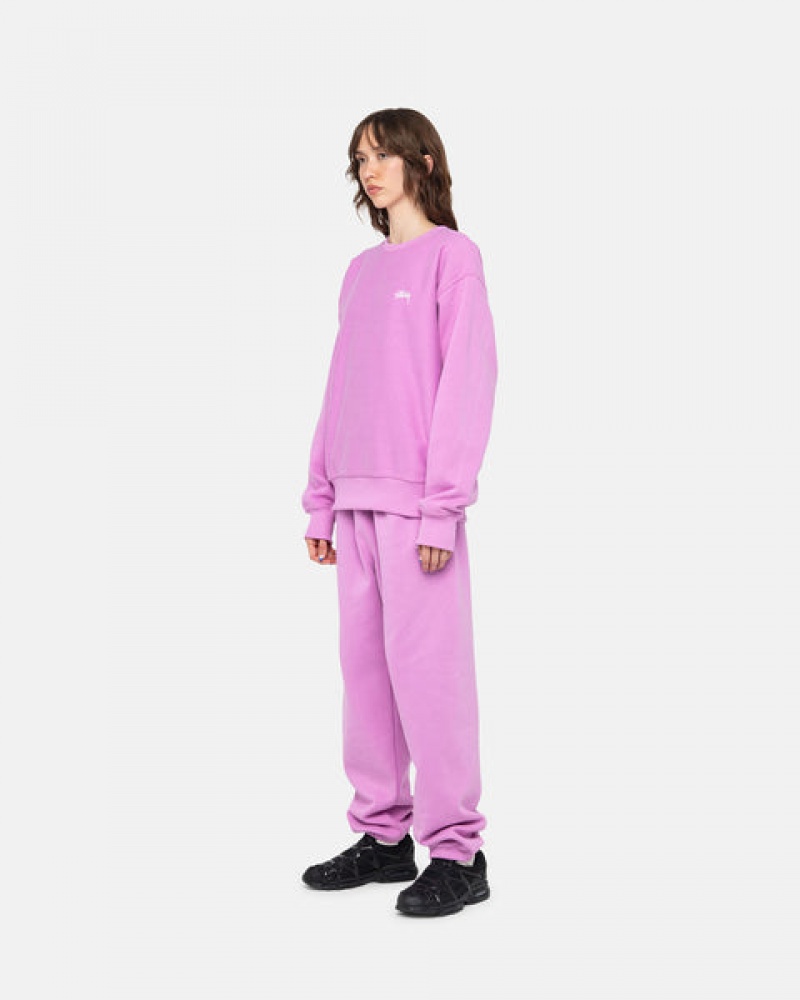 Purple Stussy Stock Logo Sweatpant Men's Sweatpants Jakarta | Indonesia VEN-6175