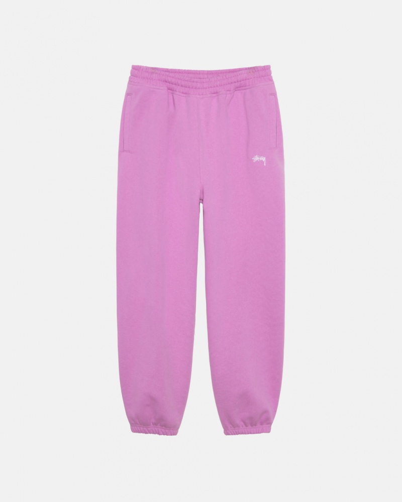 Purple Stussy Stock Logo Sweatpant Men\'s Sweatpants Jakarta | Indonesia VEN-6175