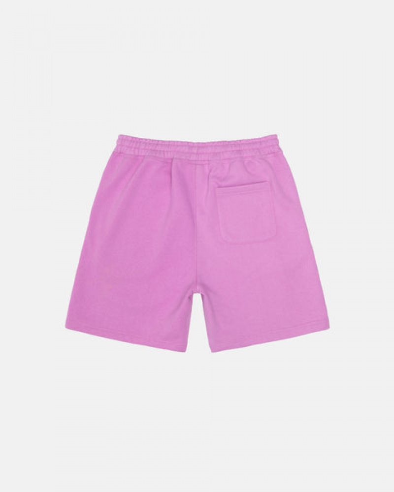 Purple Stussy Stock Logo Sweatshort Men's Sweatshorts Jakarta | Indonesia IKG-4334