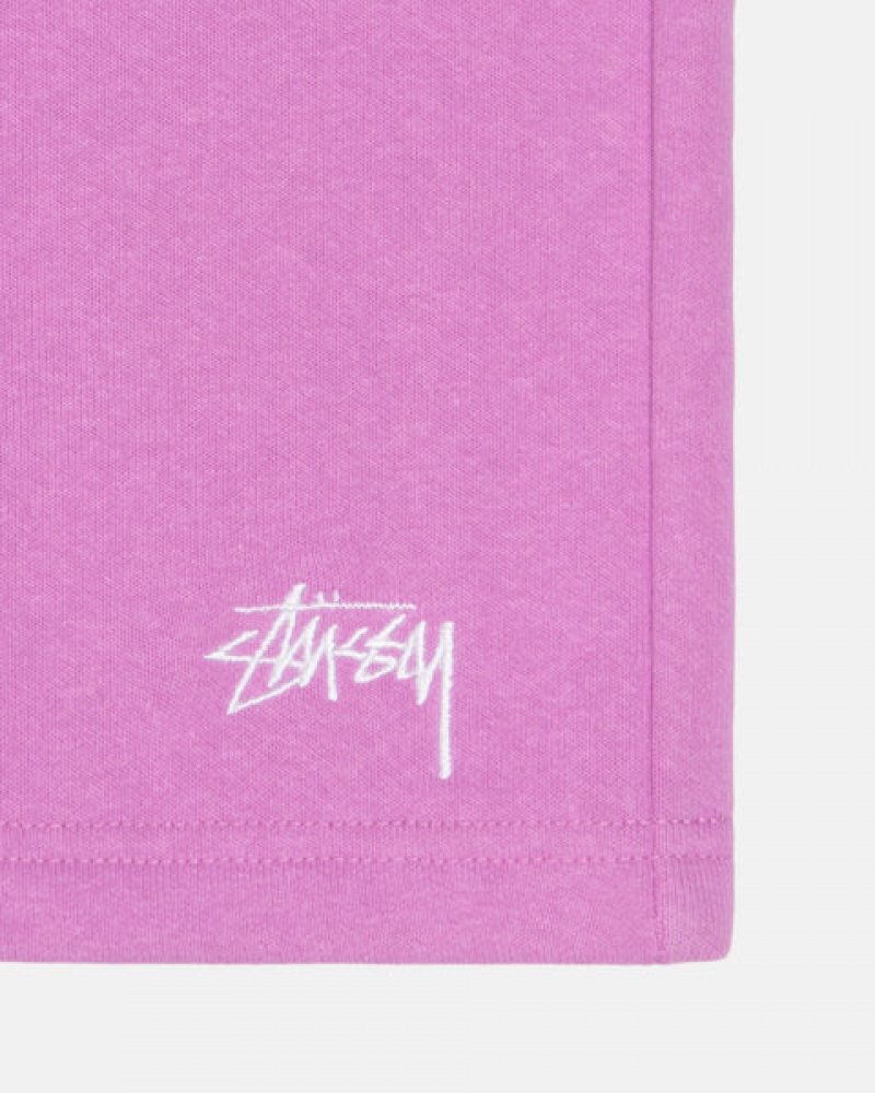 Purple Stussy Stock Logo Sweatshort Men's Sweatshorts Jakarta | Indonesia IKG-4334