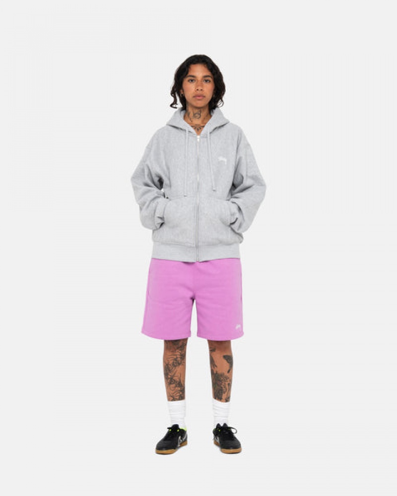 Purple Stussy Stock Logo Sweatshort Men's Sweatshorts Jakarta | Indonesia IKG-4334