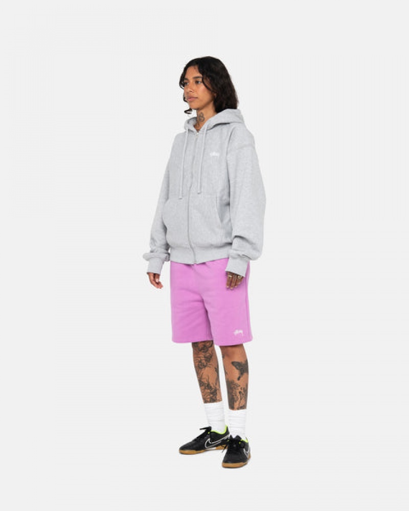 Purple Stussy Stock Logo Sweatshort Men's Sweatshorts Jakarta | Indonesia IKG-4334