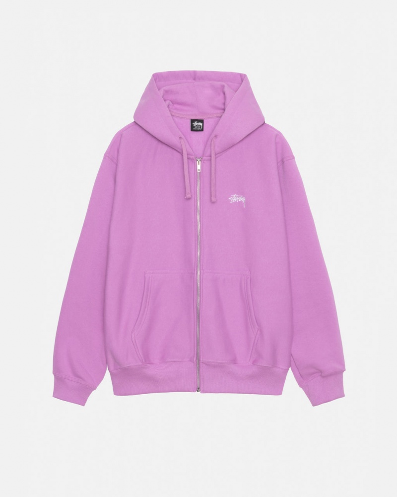 Purple Stussy Stock Logo Zip Hood Women\'s Sweatshirts Jakarta | Indonesia KXN-7953