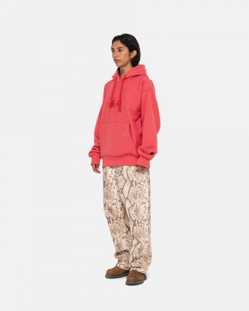 Red Stussy Basic Applique Hood Men's Sweatshirts Jakarta | Indonesia DRG-6342