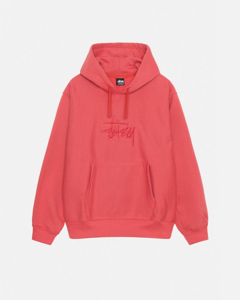 Red Stussy Basic Applique Hood Men\'s Sweatshirts Jakarta | Indonesia DRG-6342