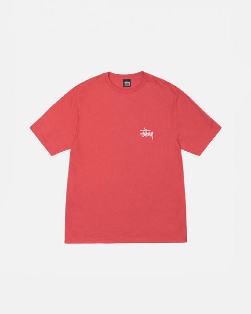 Red Stussy Basic Stussy Tee Men's Tees Jakarta | Indonesia CEU-1061