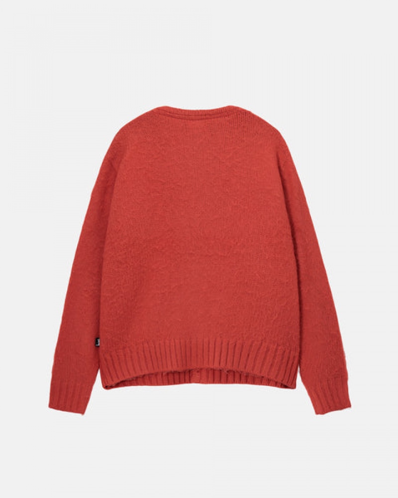 Red Stussy Brushed Cardigan Women's Sweaters Jakarta | Indonesia UPE-8995