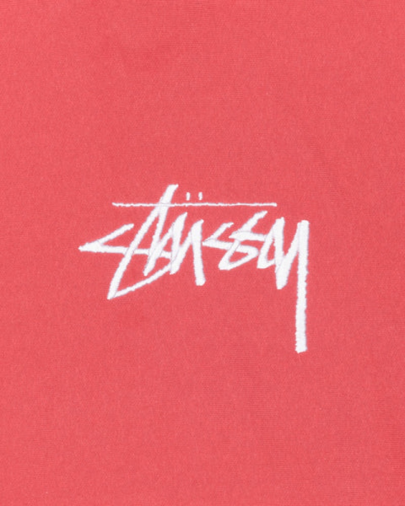 Red Stussy Stock Logo Applique Hood Men's Sweatshirts Jakarta | Indonesia AYG-0717