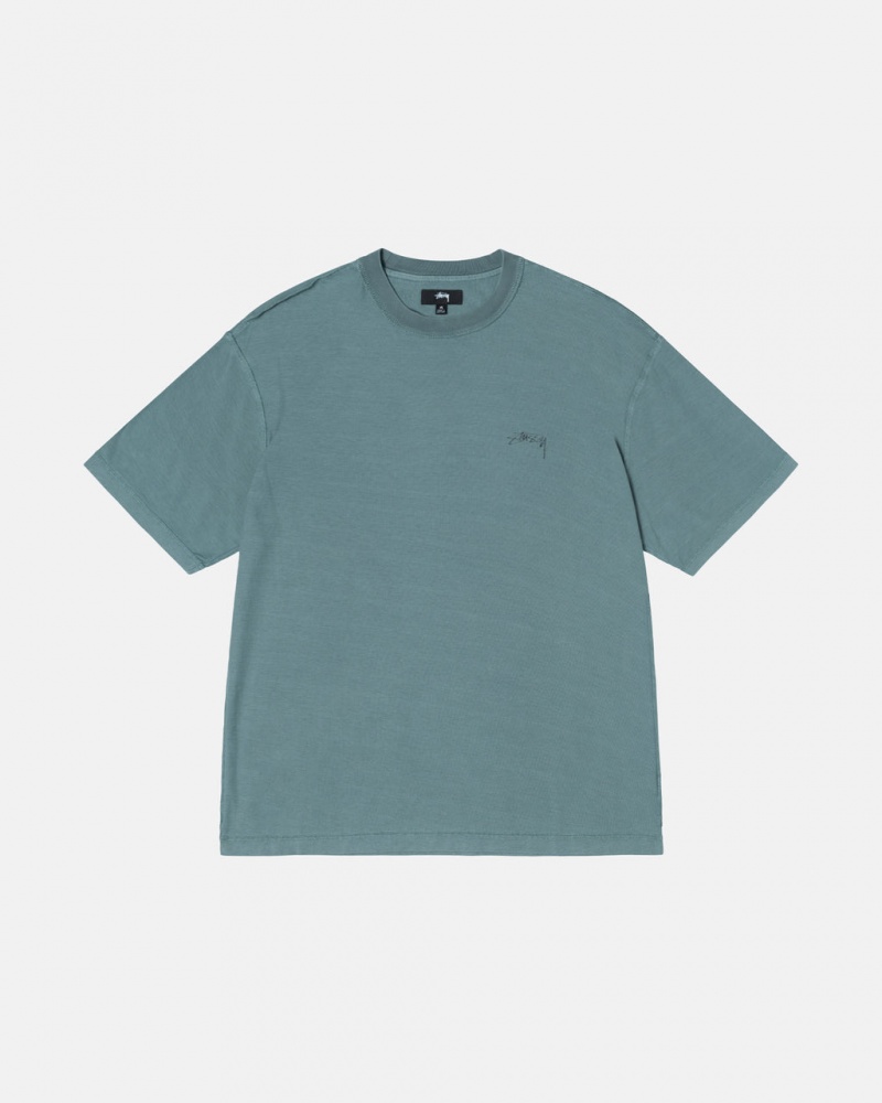 Turquoise Stussy Pig. Dyed Inside Out Crew Men\'s Tees Jakarta | Indonesia JUM-0253