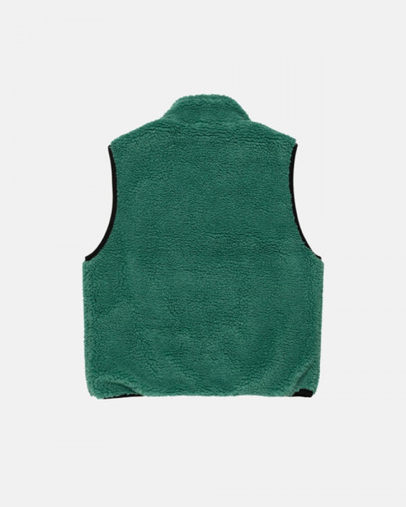 Turquoise Stussy Sherpa Reversible Vest Men's Vest Jakarta | Indonesia HCL-2717