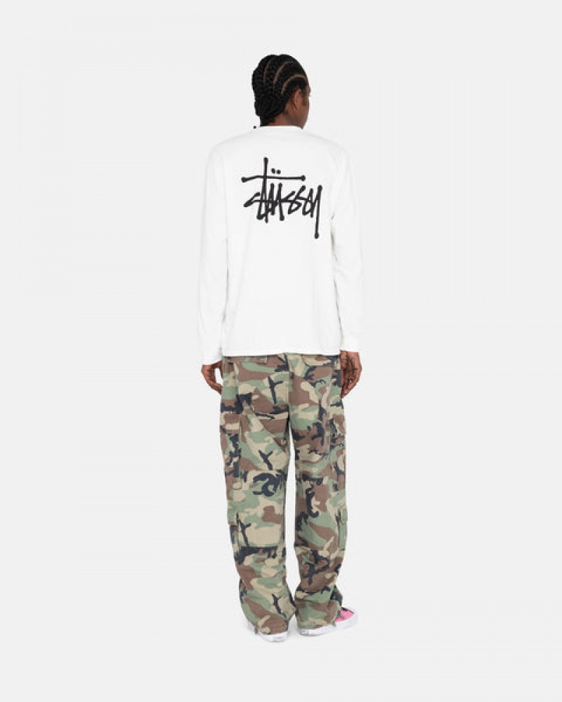 White Stussy Basic Stussy Ls Tee Men's Tees Jakarta | Indonesia NDZ-1423