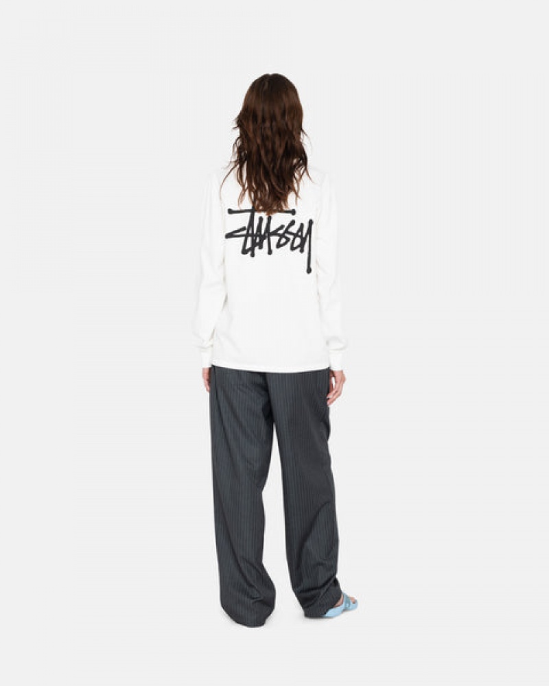 White Stussy Basic Stussy Ls Tee Men's Tees Jakarta | Indonesia NDZ-1423