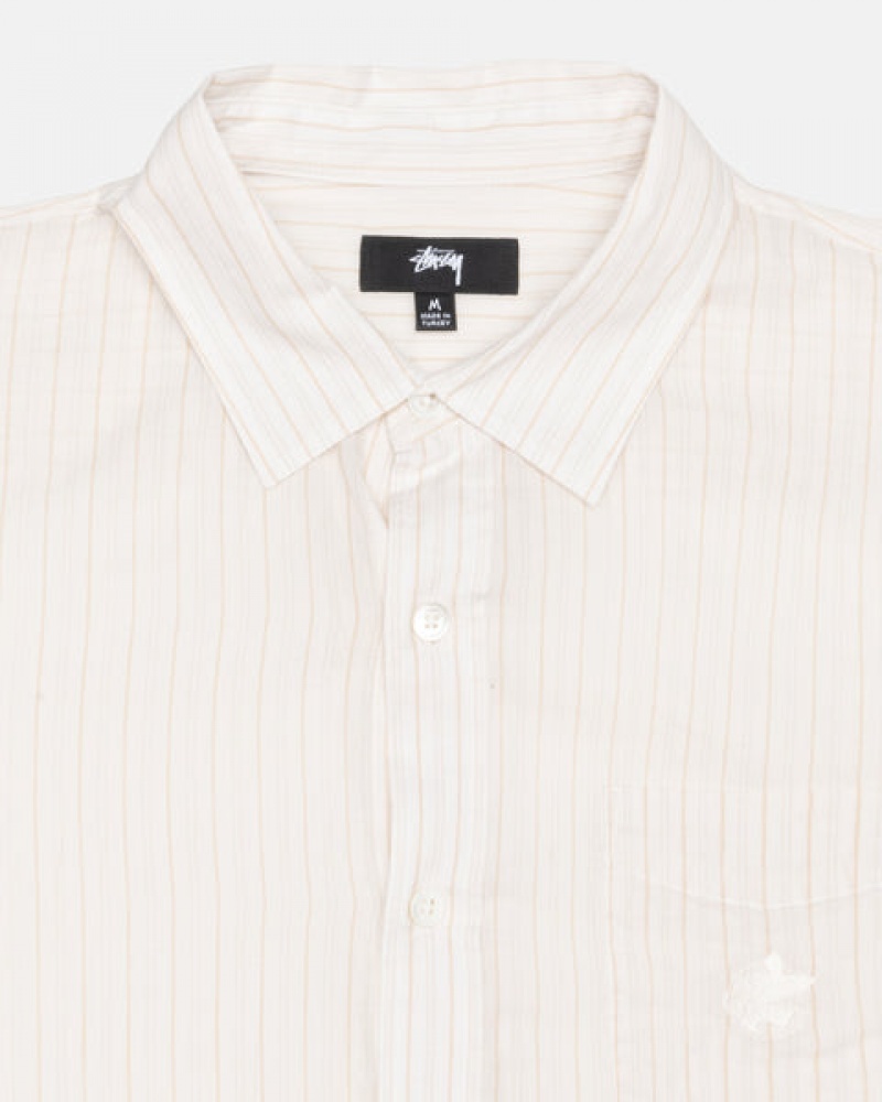 White Stussy Light Weight Classic Shirt Men's Shirts Jakarta | Indonesia UIT-1200