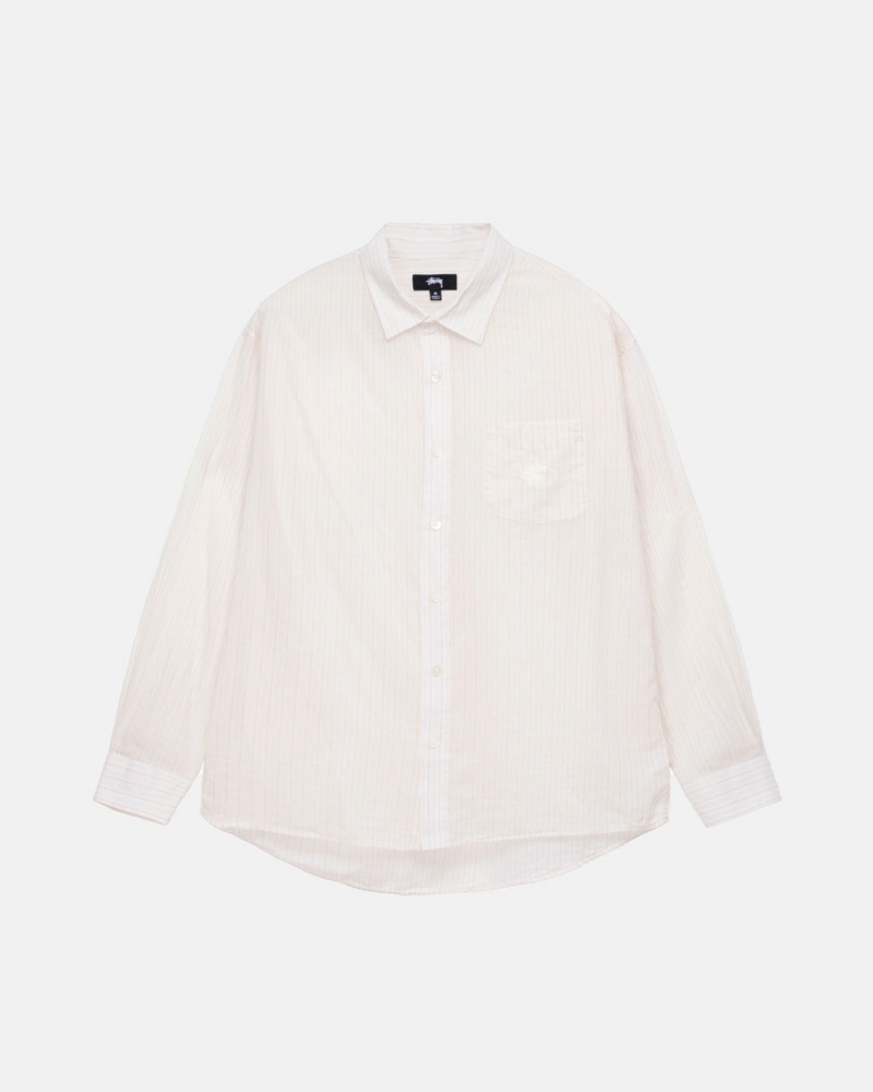 White Stussy Light Weight Classic Shirt Men\'s Shirts Jakarta | Indonesia UIT-1200