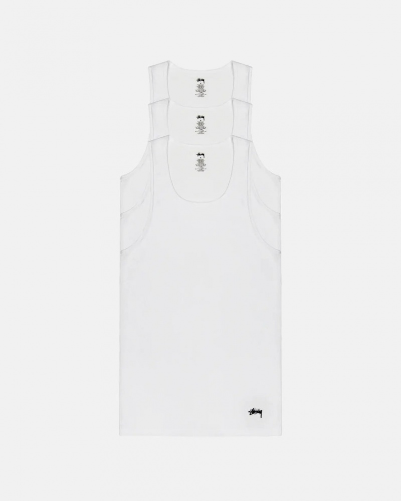 White Stussy Stussy Tank Undershirt Men\'s Shirts Jakarta | Indonesia XNZ-9203