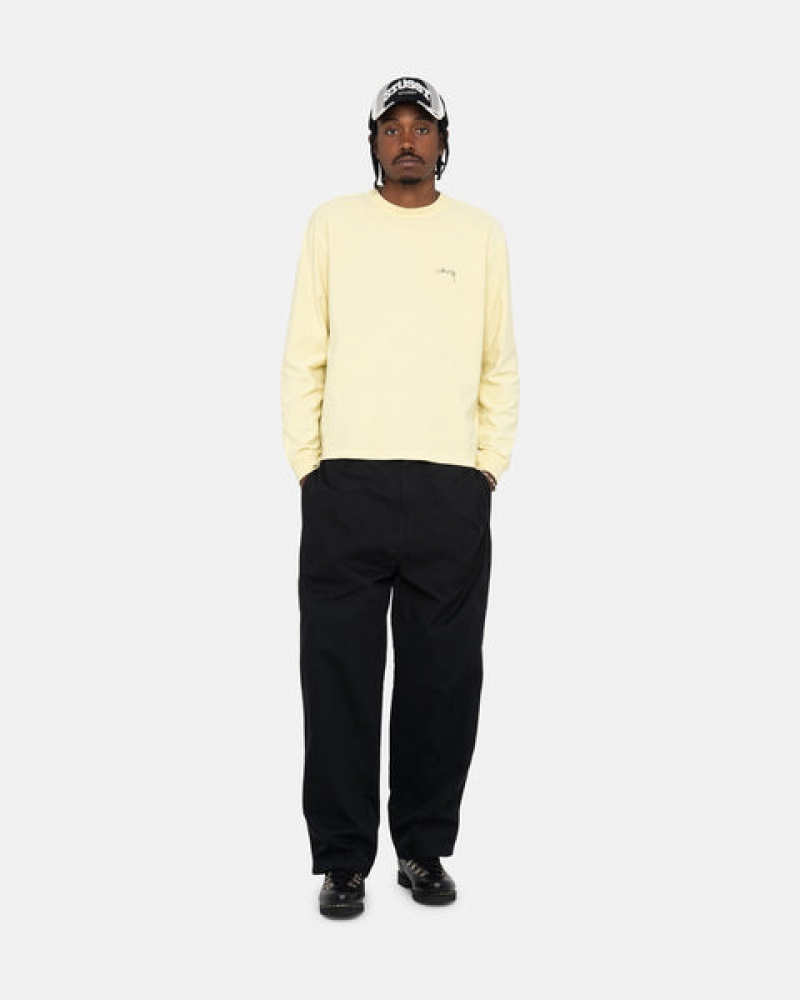 Yellow Stussy Lazy Ls Tee Men's Tops Jakarta | Indonesia VEX-8747