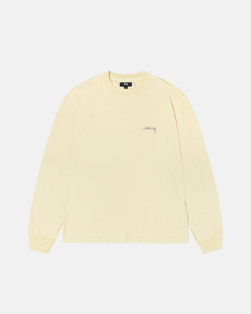 Yellow Stussy Lazy Ls Tee Men\'s Tops Jakarta | Indonesia VEX-8747