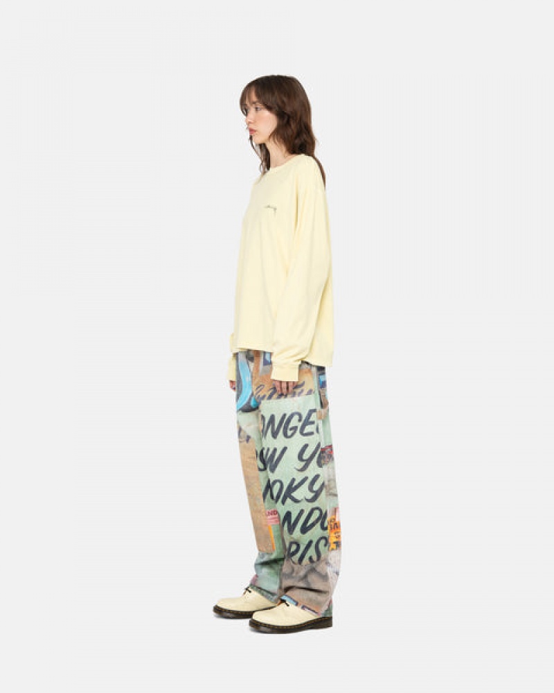 Yellow Stussy Lazy Ls Tee Women's Tees Jakarta | Indonesia CWV-8254